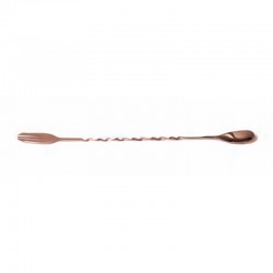 Biradlı BRD-682 Bar Spoon with Twisted Fork, 33 cm, Copper - Biradlı