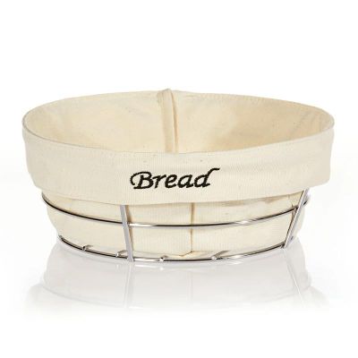 Biradlı BRD-HW179B Yuvarlak Bezli Ekmek Sepeti, 23x23x8.5 cm, Gümüş - 1