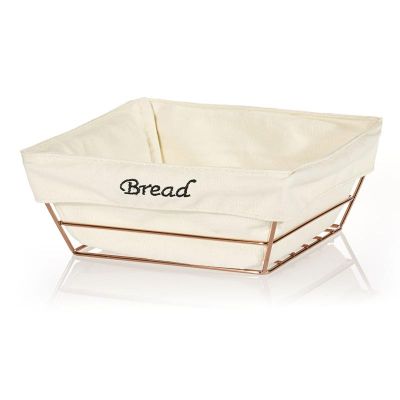 Biradlı BRD-HW180B Kare Bezli Ekmek Sepeti, 22x22 cm, Bakır - 1