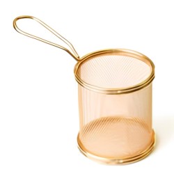 Biradlı BRD-YQ02 Round Potato Presentation Basket, 9x8.5 cm, Gold - Biradlı