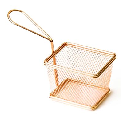 Biradlı BRD-YQ03 Kare Patates Sunum Sepeti, 10x7.5x7.5 cm, Altın - 1