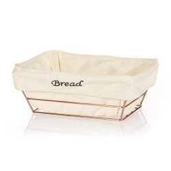 Biradlı HW182B Dikdörtgen Bezli Ekmek Sepeti, 22x16 cm, Bakır - Biradlı