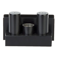 Biradlı Groovy GRV-103-P Round Steel Salt Shaker Set with Napkin Holder, Black - Biradlı