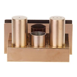 Biradlı Groovy GRV-103-P Round Steel Salt Shaker Set with Napkin Holder, Copper - Biradlı