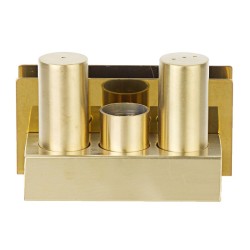 Biradlı Groovy GRV-103-P Round Steel Salt Shaker Set with Napkin Holder, Gold - Biradlı