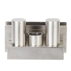 Biradlı Groovy GRV-103-P Round Steel Salt Shaker Set with Napkin Holder, Polished - Biradlı