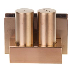 Biradlı Groovy GRV-104-P 3-Piece Round Salt Shaker Set with Napkin Holder, Copper - Biradlı