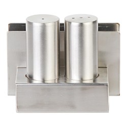 Biradlı Groovy GRV-104-P 3-Piece Round Salt Shaker Set with Napkin Holder, Glossy - Biradlı