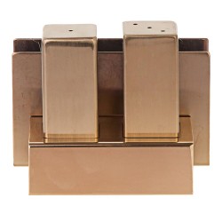 Biradlı Groovy GRV-106-P 3-Piece Steel Salt Shaker Set with Napkin Holder, Copper - Biradlı