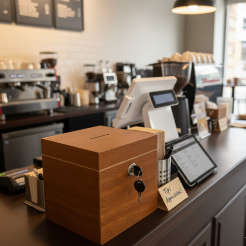 Biradlı Groovy GRV-1801 Ahşap Bahşiş Kutusu, 18x18x18 cm - Biradlı (1)