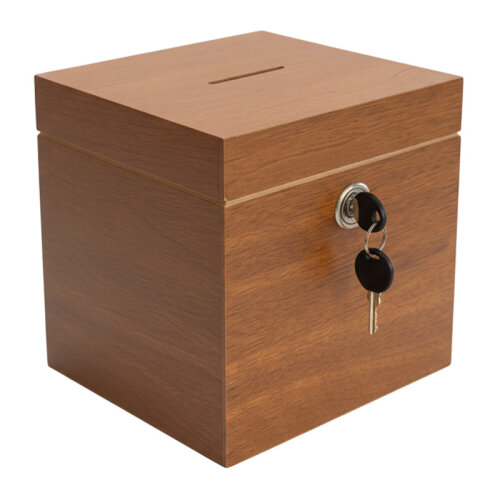 Biradlı Groovy GRV-1801 Ahşap Bahşiş Kutusu, 18x18x18 cm - 1