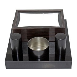 Biradlı Groovy GRV-299P Подставка из оргстекла с держателем для салфеток Набор шейкеров для соли, черный - Biradlı