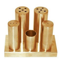 Biradlı Groovy GRV-418-XL Everest XL Round Salt Shaker Set, 15x8x11 cm, Gold - Biradlı