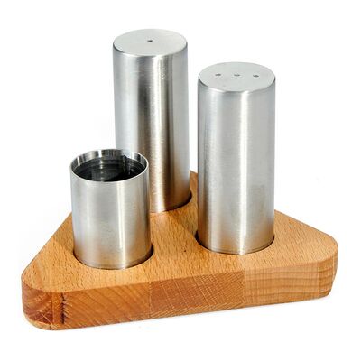 Biradlı Groovy GRV-89 3-Piece Round Salt Shaker Set, Glossy - Biradlı