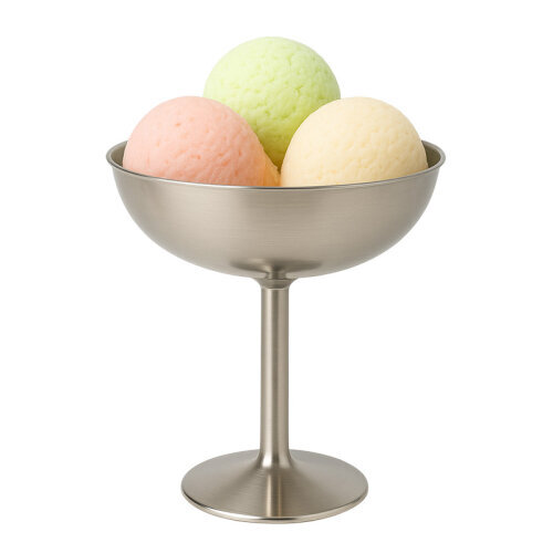 Biradlı Groovy GRV-CD-01 Stainless Steel Ice Cream Goblet, 10x11 cm - Biradlı