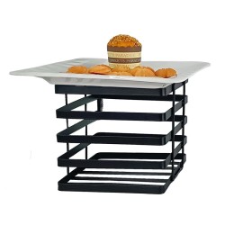 Biradlı Groovy GRV-K20-01 Kare Metal Tabak Yükseltici, 20x20x10 cm, Siyah - Biradlı