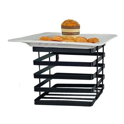 Biradlı Groovy GRV-K20-03 Kare Metal Tabak Yükseltici, 20x20x20 cm, Siyah - 1