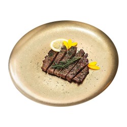 Biradlı Groovy GRV-R241003 Buffet Retro Presentation Plate, 30x1.5 cm, Gold - Biradlı