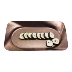 Biradlı Groovy GRV-R241020 صحن تقديم بوفيه ريترو، 34.5 × 20 × 3.5 سم، نحاسي - Biradlı