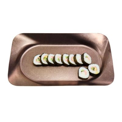 Biradlı Groovy GRV-R241021 Açık Büfe Retro Sunum Tabağı, 40x24x4 cm, Bakır - 1