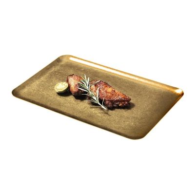 Biradlı Groovy GRV-R241026 Açık Büfe Retro Sunum Tabağı, 30x20 cm, Altın - 1