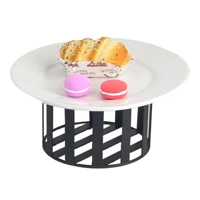 Biradlı Groovy GRV-Y16-01 Yuvarlak Metal Tabak Yükseltici, 16x10 cm, Siyah - 1