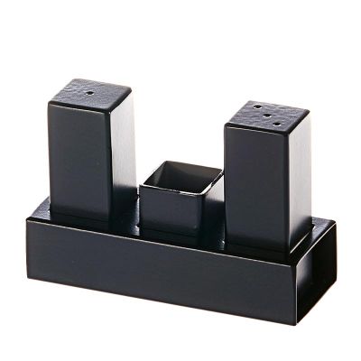 Biradlı GRV-105 Kare Tuzluk Takımı, 3'lü, Siyah - 1