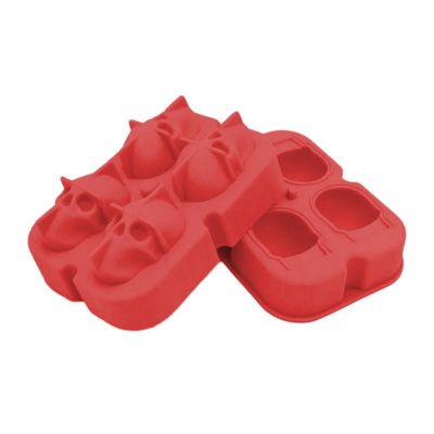 Biradlı GRV-016 Dörtlü Kafatası Silikon Buz Kalıbı, 47x30 mm, Kırmızı - 1