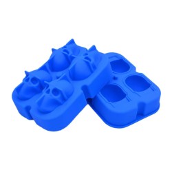 Biradlı GRV-016 Quad Skull Silicone Ice Mould, 47x30 mm, Blue - Biradlı