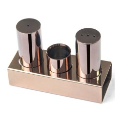Biradlı GRV-103 Round Salt Shaker Set, 3 pcs, Copper - Biradlı