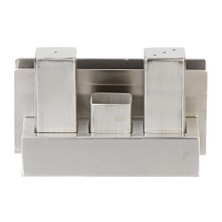 Biradlı GRV-105-P Peçetelikli Kare Çelik Tuzluk Takımı, Parlak - Biradlı