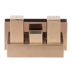 Biradlı GRV-105-P Square Steel Salt Shaker Set with Napkin Holder, Copper - Biradlı