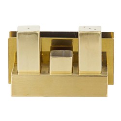 Biradlı GRV-105-P Square Steel Salt Shaker Set with Napkin Holder, Gold - Biradlı