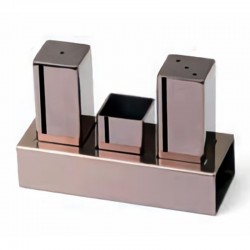 Biradlı GRV-105 Square Glossy Salt Shaker Set, 3 pcs, Copper - Biradlı