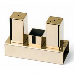 Biradlı GRV-105 Square Shiny Salt Shaker Set, 3 pcs, Gold - Biradlı