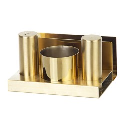 Biradlı GRV-113 Round Glossy Salt and Sugar Shaker Set, 3 pcs, Gold - Biradlı