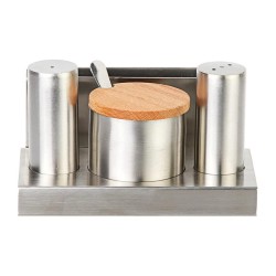 Biradlı GRV-113 Round Glossy Salt and Sugar Shaker Set with Lid, 3 pcs - Biradlı