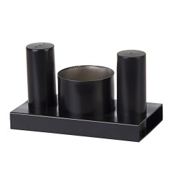 Biradlı GRV-113 Round Salt and Sugar Shaker Set, 3 pcs, Black - Biradlı