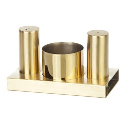 Biradlı GRV-113 Round Salt and Sugar Shaker Set, 3 pcs, Gold - Biradlı