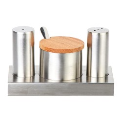 Biradlı GRV-113 Round Salt and Sugar Shaker Set with Lid, 3 pcs - Biradlı
