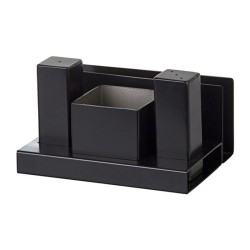 Biradlı GRV-114 Square Glossy Salt and Sugar Shaker Set, 3 pcs, Black - Biradlı