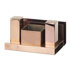 Biradlı GRV-114 Square Glossy Salt and Sugar Shaker Set, 3 pcs, Copper - Biradlı