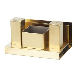 Biradlı GRV-114 Square Glossy Salt and Sugar Shaker Set, 3 pcs, Gold - Biradlı