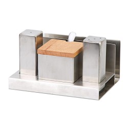 Biradlı GRV-114 Square Glossy Salt and Sugar Shaker Set with Cover, 3 pcs - Biradlı