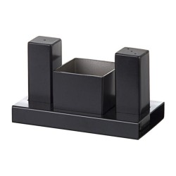 Biradlı GRV-114 طقم شاكر ملح وسكر مربع، 3 قطع، أسود - Biradlı