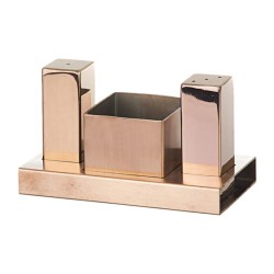 Biradlı GRV-114 Square Salt and Sugar Shaker Set, 3 pcs, Copper - Biradlı