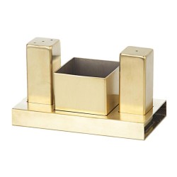Biradlı GRV-114 Square Salt and Sugar Shaker Set, 3 pcs, Gold - Biradlı