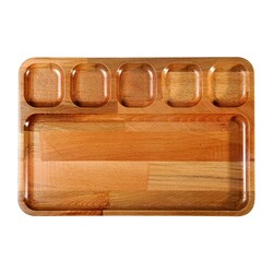 Biradlı GRV-1786 Breakfast Presentation Plate with Wooden Compartments - Biradlı