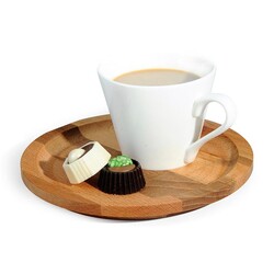 Biradlı GRV-1818 Round Wooden Coffee Presentation Set, 17 cm - Biradlı