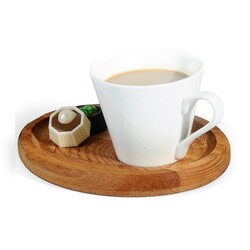 Biradlı GRV-1819 Oval Wooden Coffee Presentation Set, 14x18 cm - Biradlı